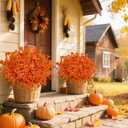 SHareconn 20 Bundles Artificial Fall Flowers for Outdoors Decoration, Fake Silk Daisy Realistic Faux Plants UV Resistant for Planter Home Porch Patio Autumn Indoor Outside Decor, Sunset Red Orange