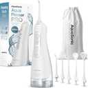 AquaSonic Aqua Flosser PRO - Rechargeable Electric Cordless Water Flosser for Teeth, Gums & Tongue - Waterproof Modern Design, 300ml Large Tank, 3 Modes, 6 Jet Tips, Deluxe Tongue Nozzle - Optic White