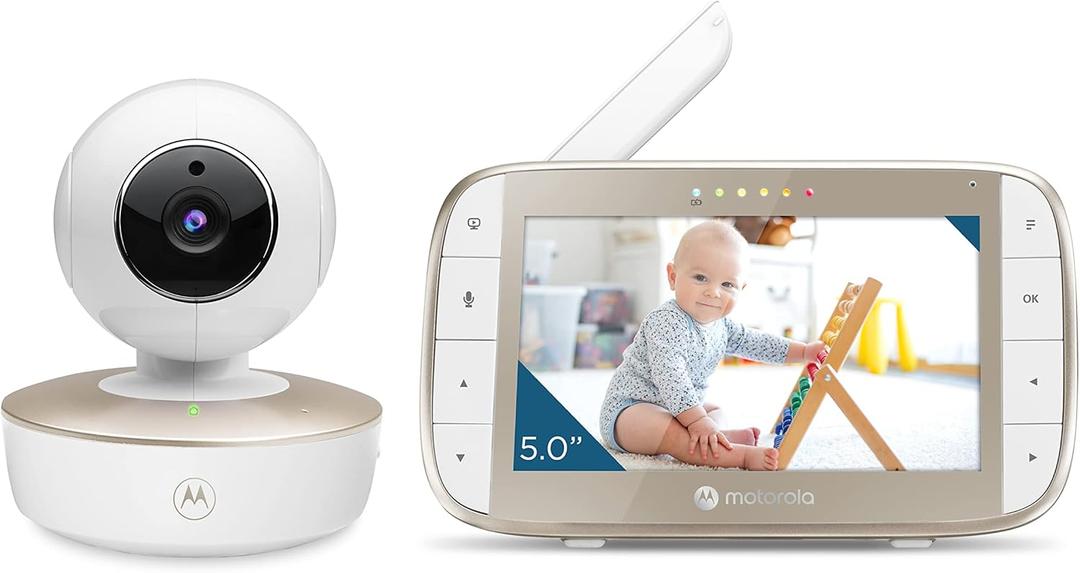 Motorola Nursery VM50G Video Baby Monitor Camera, 1000ft Range, 2.4 GHz, 5" Screen, 2-Way Audio, Pan/Tilt/Zoom, Temp Sensor, Lullabies, Night Vision