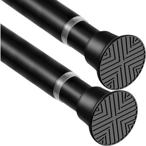 2 Pack Black Spring Tension Curtain Rods 24-46 Inches, Spring Loaded Curtain Rods No Drilling, Adjustable Tension Rod for Windows Bedroom Bathroom Kitchen Doorway Closet