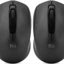 Rii Wireless Mouse,2.4G Portable Computer Mice for PC, Laptop, Windows,Office Included Wireless USB dongle (2-Pack(Black))