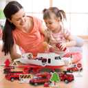 Dwi Dowellin Airplane Toy with Fire Truck Cars and Play Mat,Plane with Lights and Sounds for 3 + Years Old Boys and Girls