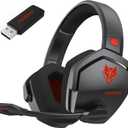 NUBWO G06 Dual Wireless Gaming Headset with Microphone for PS5, PS4, PC - 23ms Low Latency Audio - 100-Hour of Playtime - 50mm Drivers (Black-Red)