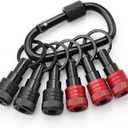 Enhanced Non-Slip Bit Holder 6pcs, 1/4 Drill Bit Holder, Bit Holder Key Chain, Impact Bit Holders for Impact Driver Drill Bit Extension Screwdriver & Drill Bits, w/Black Carabiner Gadget Gift for Men