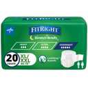 Medline FitRight Extended Wear Stretch Briefs, Overnight Adult Diapers with Tabs, Size 2 (Bag of 20) (Beige, XL)