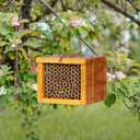 Mason Bee House - Wax Coated Bee Hotel for the Garden, Natural Handmade Wooden Insect Hotel, Mason Bee Home for Outdoors, Attracts Peaceful Bee Pollinators to Your Garden