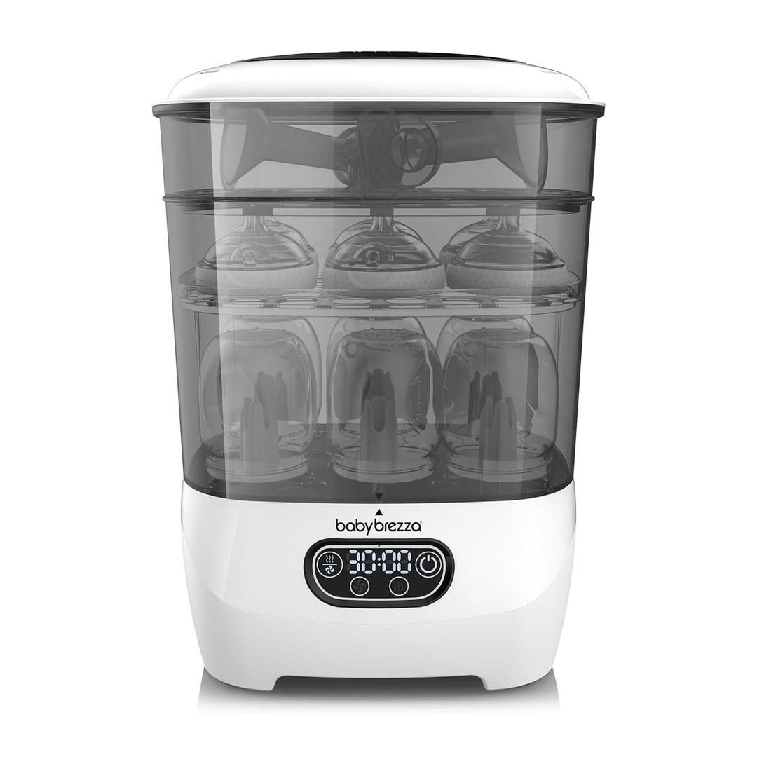 Baby Brezza Bottle Sterilizer and Dryer Advanced  33% Faster - Largest Capacity Steam Sanitizer - Universal Sterilization Machine for All Bottles + Pump Parts - HEPA Air Filter