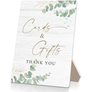 RUNMESS Cards & Gifts Sign, Wedding Party Decorations for Reception, Cards & Gifts Wooden Stand Signs 5x7 Inch for Wedding, Thank You Table Sign