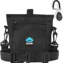 Dog Treat Pouch Magnetic Closure with Training ClickerHands-Free Design to Prevent SpillsBuilt in Poop Bag Dispenser3 Ways To WearMetal Clip Waist Belt and Fanny Pack for Pet Walking, Black