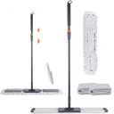 Dust Mop for Hardwood Floors 36" Commercial Industrial Cotton Floor Dust Mop with Extra 3 Mop Refill Pads 61 Inch Long Handle for Cleaning Office Garage Hardwood Warehouse Factory Mall Deck