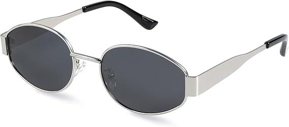 livho 2025 Trendy Oval Sunglasses - Stylish Polarized Shades for Everyday - Retro Metal Frames (Grey)