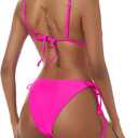 ZAFUL Women's Triangle Bikini Floral String Bikini Set Two Piece Swimsuit Bathing Suits (Pink, S)