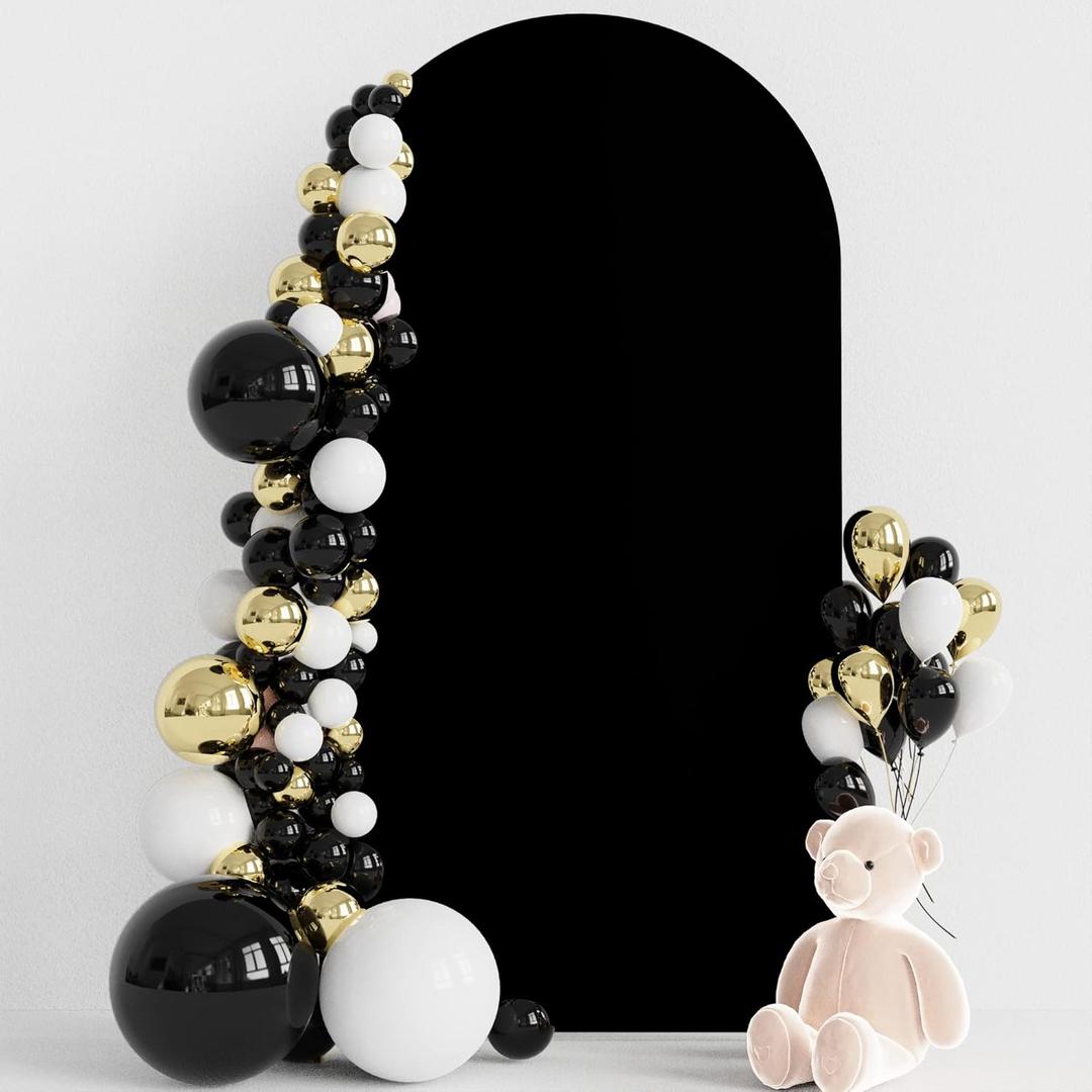 Wokceer 6.6FT Wedding Arch Backdrop Cover Spandex Fitted Black Wedding Backdrop Stand Covers Round Top Chiara Arch Cover for Birthday Party Ceremony Banquet Decoration