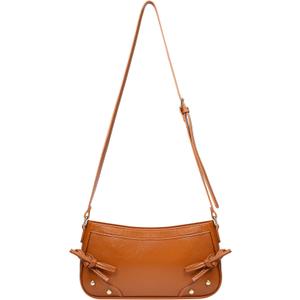 Shoulder Bag for Women,Leather Crescent Crossbody Bags Hobo Handbag Designer Purse with Adjustable Strap (Light Brown)