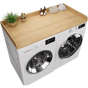 Washer Dryer Countertop, 27.5 x 54 Inch Washer and Dryer Countertop for Laundry Room Organization with Edge Wooden, Oak