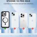 Magnetic Case Designed for iPhone 16 Pro Max Case with Belt Clip Holster, Magnetic Wireless Charging, Anti-Yellowing, Full-Body for Clear Phone Case iPhone 16 Pro Max (Clear & Black)
