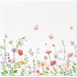 Crisky 100 Pcs Wildflower Floral Cocktail Disposable Paper Napkins for Wedding/Engagement/Bridal Shower/Baby Shower/Anniversary Party Decoration, 3-Ply