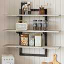 Bestier Floating Shelves for Wall, 32 inch Kitchen Shelves Wall Mounted, 3 Tier Coffee Bar Shelf with Foldable Brackets, Industrial Display Shelf for Bathroom, Living Room, Retro Grey