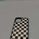 Checkerboard Grid Case for Apple iPhone 13 Aluminum Black Phone case Shockproof Full Body Protection Cover (Hard Back Case with Soft TPU Bumper)