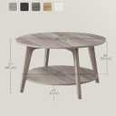 VASAGLE Round Coffee Table, 2-Tier Center Table with Storage, Tapered Legs, 31.5"Dia. x 17.7"H