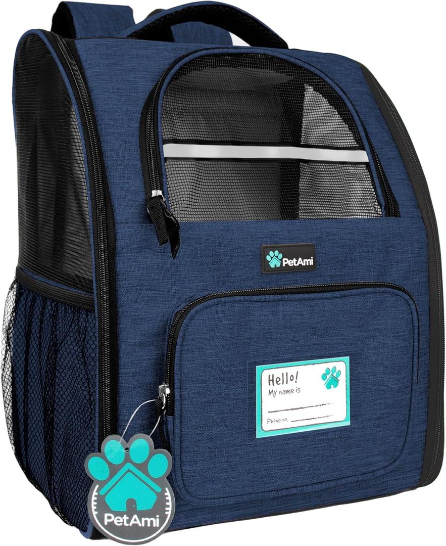 PetAmi Dog Backpack Carrier for Small Large Cat, Pet, Puppy, Ventilated Pet Hiking Backpack Travel Bag, Airline Approved Cat Backpack Carrier, Camping Biking Dog Bag Up to 18lbs Pet, Navy