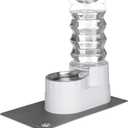 RIZZARI Large Water Dispenser for Dogs: 8L Gravity White Automatic Stainless Steel Waterer - 100% BPA Free - Raised Pet Feeder for Pet Dogs Indoor/Outdoor (Pearl)