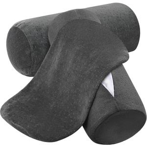 Remerry 2 Pcs 17 x 7 Inches Velvet Neck Roll Pillow Cover with Zipper, Soft Bolster Pillowcases for Cylindrical Pillow (Cover Only, Bolster Not Included) (Ash Black)