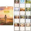 4 x 2026 calendar-wall calendar January-December Calendar Bible Theme wall calendar 11.7 x 8.2 Wall Calendar ffor Office Home Planning & Organizing