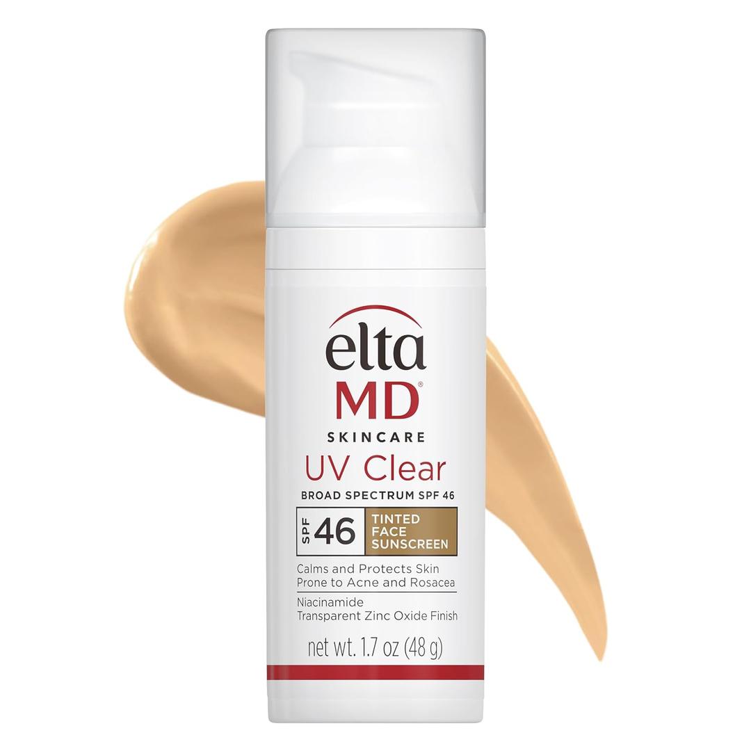 EltaMD UV Clear Tinted Face Sunscreen, SPF 46 Oil- Free Tinted Sunscreen with Zinc Oxide, Dermatologist Recommended Sunscreen, 1.7 oz Pump (Tinted)