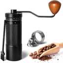 Manual Coffee Grinder with Digital External Adjustable Settings, Portable Hand Grinder with Stainless Steel Conical Burr, 30g Capacity for Travel, Camping, Office, Espresso, Pour Over (Black)
