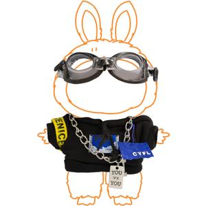 2 x Doll Clothes for 17cm Doll Dress Up, 2-4 Piece Cute Outfit Accessories Set (Cool Black Hoodies)