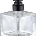 Square Bathroom Soap Dispenser Black, 8.4 oz Glass Bottles with Stainless Steel Pump Cube Liquid Hand Soap Dispenser Kitchen