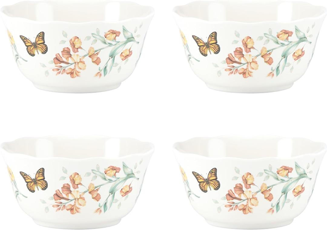 Lenox 856406 Butterfly Meadow Melamine 4-Piece All-Purpose Bowl Set, Lightweight Melamine Material