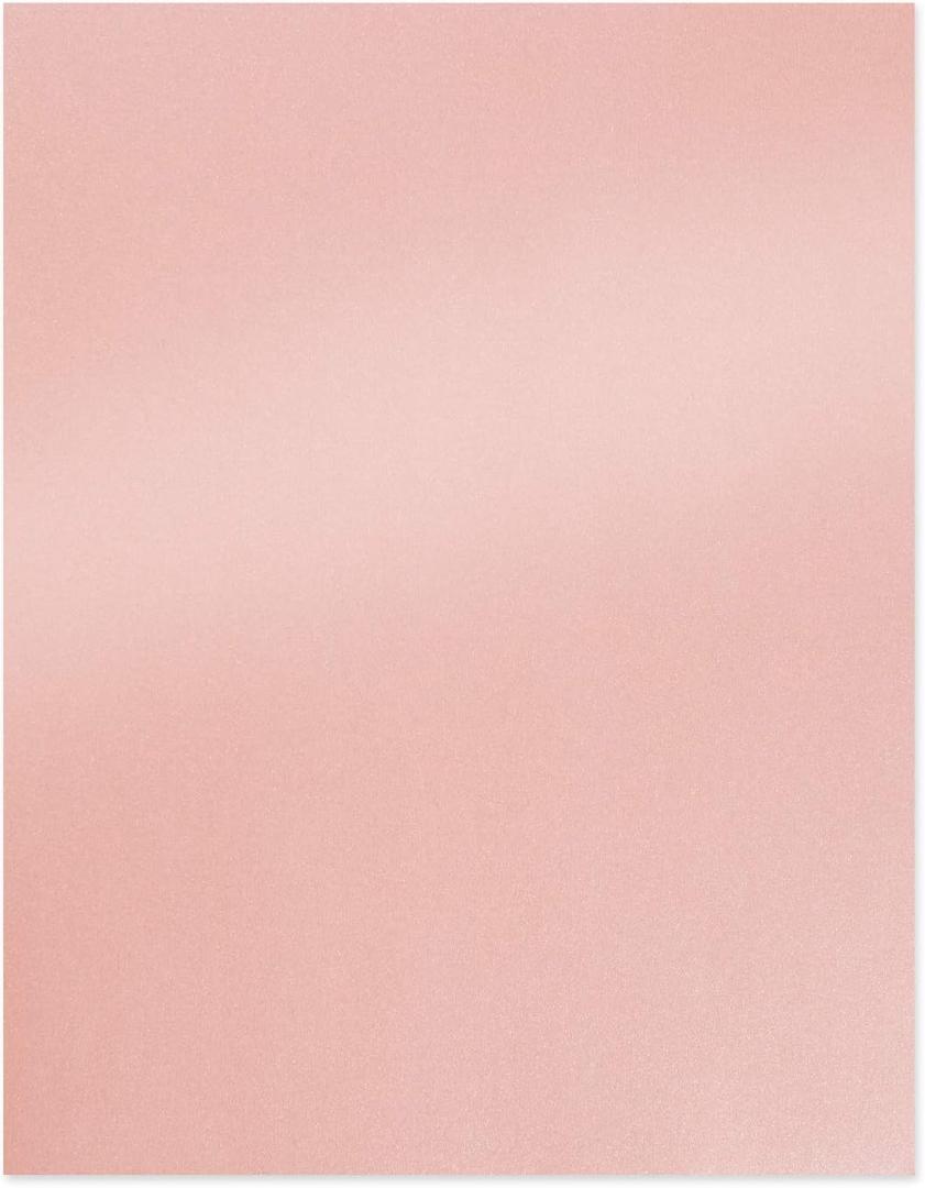 Pink Metallic Paper - 100-Pack Light Pink Shimmer Paper, Crafting Supplies, Ticket, Invitation, Stationery, Scrapbook Use, Printer Friendly, 120 GSM, 8.5 x 11 Inches