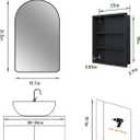 19.7"x31.5" Black Medicine Cabinet with Mirror, Arched Medicine Cabinet with Mirror for Bathroom Vanity Wall Mounted & Recessed with 1 Organizer, 2 Stable and Removable Shelves, Easy Installation
