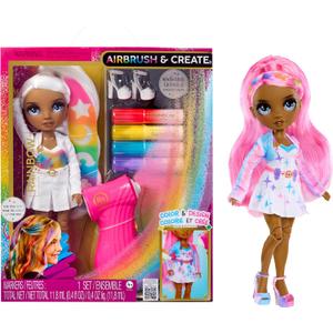 Rainbow High Air Brush & Create DIY Fashion Doll with Airbrush Marker Kit, Washable Rainbow Markers, Long Hair, Grey Eyes, Color, Create, Play, Rinse and Repeat. Creative 4-12+