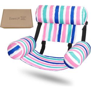 Pool Chair Float Adult Inflatable Floating Chair Fabric Covered Water Float Seats Adjustable Pool Hammock Blow up Swimming Noodle Lounge for Party Play Summer Water Fun