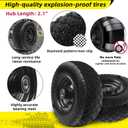 12'' Flat Free Tires Rubber Replacement Solid Tire, 2.1" Offset Hub Wheel Assemblies for Garden Cart Wheelbarrow, 3.5" Wide Polyurethane Tires with 5/8 Inch Axle Bore Hole (410/350-6)