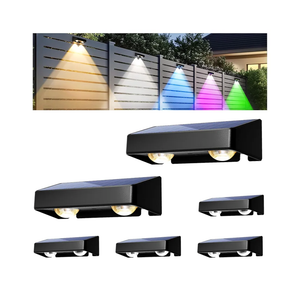 Solar Fence Lights Outdoor, Solar Wall Lights 9 Fixed Colors ＆ Color Changing Modern Solar Powered Deck Lights for Step Stair Patio Backyard Porch Railing House Number decor, IP65 Waterproof (4 Pack)
