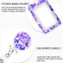 ID Badge Holder with Retractable and Detachable Lanyard, Cute Badge Reel Breakaway Lanyard with Carabiner Clip for Women, Teachers, Nurses, Students, Perfect Work and Office(Blue Purple Butterfly)