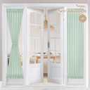 HOMEIDEAS Non-See-Through French Door Curtains Set of 2 for Front Door, Light Filtering Privacy Semi Sheer Window Curtains with Rod Pocket and Tie Back, Sage Green, 26W X 72L Inch