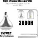 Heat Lamp for Food, with Two 250W Bulbs for Fast and Even Heating, Food Heat Lamp with Adjustable Height Stand, Commercial Food Warmer Lamp for Home, Fast Food Restaurant, Buffet, Bakery Silver