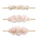 Baby Girl Nylon Headbands Flower Hair Bows Accessories-Elastic Hair Band Crown Handmade FLoral Wraps Birthday Gifts for Girls Newborn Infant Toddler 3Pcs (Beige)