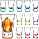 Ruckae 12 Pack 1oz Shot Glasses Set with Heavy Base Gradient Colorful Shot Glasses Bulk for Vodka Tequila Whiskey Liquor