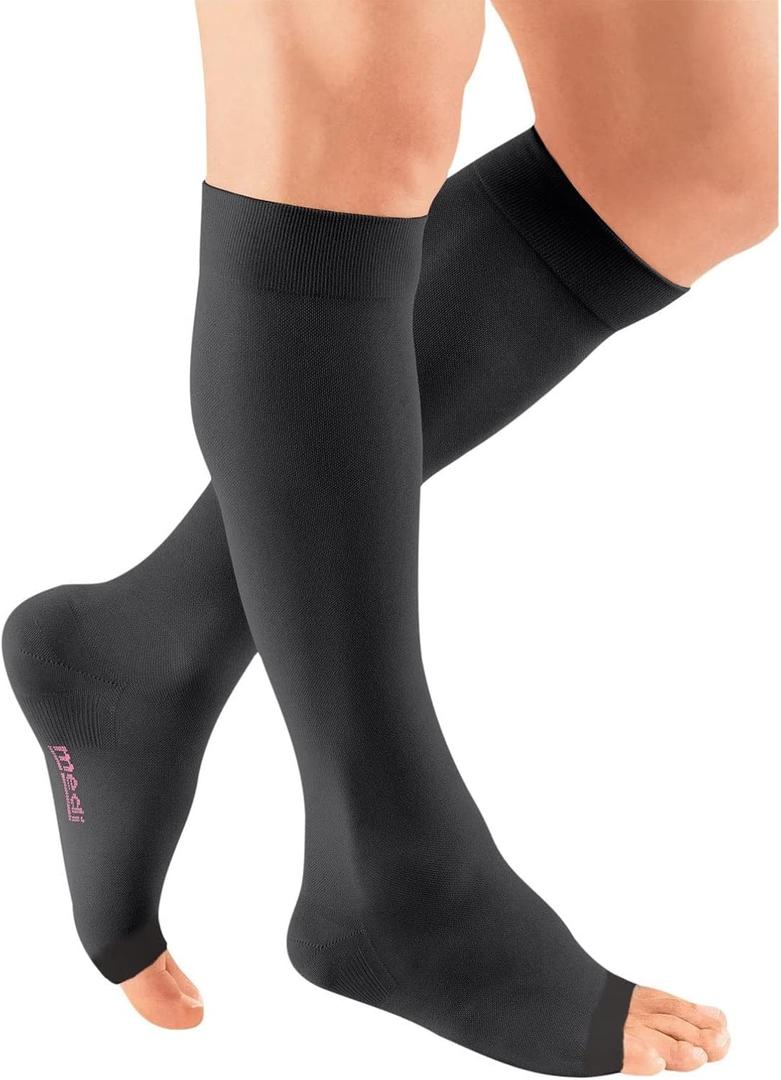 mediven Plus for Men & Women, 20-30 mmHg, Calf High Compression Stocking, Open Toe (Black, Size III)