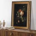 ASTRDECOR Framed Canvas Wall Art of Vintage Flower, Floral Rose Retro Picture Paintings, Botanical Floral Wall Artwork, Victorian Picture Framed Prints for Living Room Gallery Decor - 16x24inch