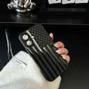 Case for iPhone 16 [Compatible with MagSafe] Built in Magnetic Sleek Print Cool Design for Men Boys American Flag Stars and Stripes Patriotic Theme Soft TPU Protective Shockproof Mate Black