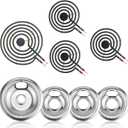Electric Stove Burner Drip Pans W10196405(8) W10196406(6) Silver+Electric Stove Burner Replacement MP15YA(6") MP21YA(8") Compatible for Whirl-pool Ken-more May-tag Ama-na etc by MIFLUS