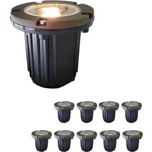 MALORY Brass Top Cover Landscape Well Lights, (4.6''H) 12V Low Voltage Outdoor In Ground Lights,Landscape Lighting for Pathway, Driveway and Garden 10-Pack Without Bulb (Flat Top)