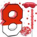 16 Inch Red and White Number 8 Pinata, Birthday Pinata with 16 Inch Piata Stick Blindfold Confetti for Kids 8th Birthday Party Decorations